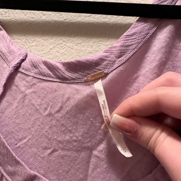 NWT free people purple linen blend asymmetrical hem blouse L boho contemporary - Picture 4 of 15